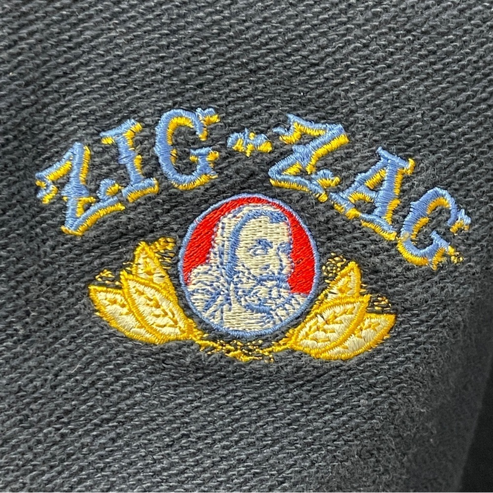 Vintage LA Loving Zig Zag Man Quarter Zip Pullover Navy Blue Embroidered Y2K - Picture 6 of 6